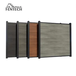Fentech GMT panel pagar tahan air, rangka pintu aluminium komposit plastik kayu luar ruangan tahan air untuk pagar Zucchini