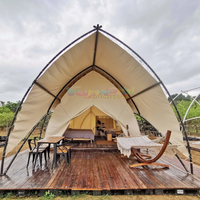 Tenda glamor Safari mewah untuk keluarga tenda Kemah tiang kanvas tahan air untuk musim panas untuk resor luar ruangan tenda Safari Hotel