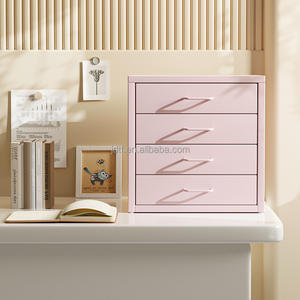 Caja de almacenamiento de escritorio de Metal pequeña blanca multifuncional de 4 cajones, organizador de escritorio de acero a prueba de polvo para sala de estar - Product Image 3