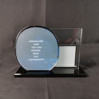 Trophée en cristal personnalisé Neelpure 186521 à double panneau avec base noire, illustration de marque sur mesure, plaque personnalisée pour la reconnaissance professionnelle