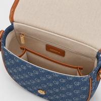 Tas Selempang Bermotif Vintage untuk Pria dengan Kantong Koin yang Dapat Dilepas Desain Monogram Retro Detail Huruf Kancing Emas Lima Warna