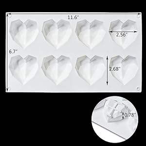 8 grid diamond heart mold