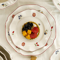 Assiettes à dessert vintage en céramique, style pastoral, vaisselle florale en céramique, assiette de service domestique, vaisselle rétro, décoration de mariage