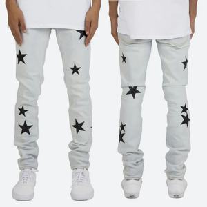 Nouveau Jean Tendance pour Homme – Prix Usine de Gros, Personnalisé avec Patch Étoile, Jean en Denim Délavé pour Homme - Product Image 3