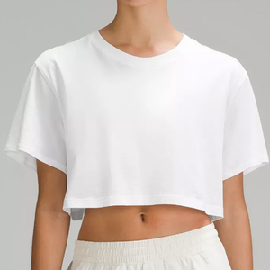 Camiseta de Gran Tamaño para Mujer, de Alta Calidad, Personalizada, con Hombros Caídos, al por Mayor, 100% Algodón, Top Corto de Verano - Product Image 6