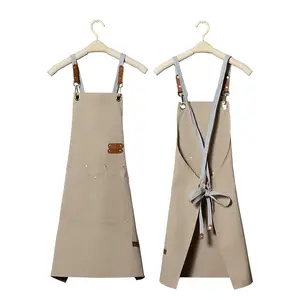 Customized logo waterproof apron canvas aprons wholesale Sleeveless restaurant aprons overalls for women