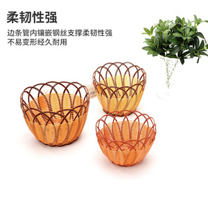 Rattan <b>Baskets</b> Bowl 60 Series Stackable <b>Plastic</b> Fruit Platter Food Storage - Product Image 4