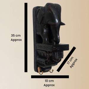 Porta Llaves de Madera de Mango Negra de Lujo con Diseño de Elefante, Colgador de Pared de Madera Finamente Elaborado con 2 Ganchos, Artesanía Tradicional - Product Image 2