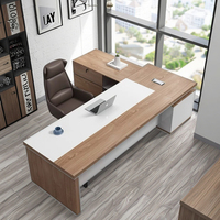 Bureau de direction de qualité en MDF, mobilier de bureau commercial avec tiroir, ensemble de bureau en L avec huche, bureau de PDG/directeur