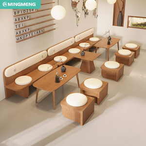 Ensemble de meubles de restaurant en bois moderne MINGMENG avec coussins en mousse haute densité, design scandinave pour salle à manger - Product Image 4