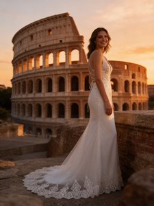 Robe <span class=keywords><strong>de</strong></span> soirée sirène personnalisée en dentelle, col en V profond, ornée <span class=keywords><strong>de</strong></span> strass et <span class=keywords><strong>de</strong></span> perles, en tulle, avec dos ajustable à lacets pour <span class=keywords><strong>mariage</strong></span> - Product Image 2