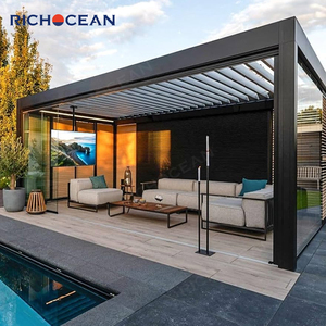 RICHOCEAN Pérgola Bioclimática Motorizada Moderna <span class=keywords><strong>de</strong></span> Aluminio, Gazebo, Pabellón con Techo <span class=keywords><strong>de</strong></span> Láminas Retráctiles Automáticas - Product Image 2