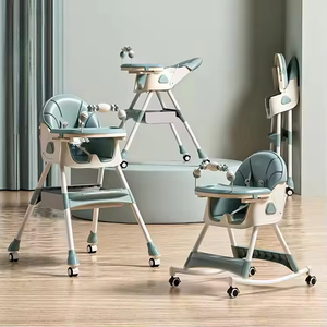 Chaise haute pliable multifonctionnelle réglable en hauteur pour tout-petits, chaises d'alimentation pour bébés avec roulettes - Product Image 4