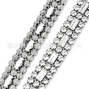 Cadena de diamantes de imitación de 5 mm con cuentas rectangulares de vidrio para accesorios de joyería DIY, sombreros, correas de hombro, cordones de zapatos, cinturones y bolsos. - Product Image 2