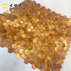 <span class=keywords><strong>Papier</strong></span> <span class=keywords><strong>peint</strong></span> auto-adhésif en aluminium doré de luxe, motif <span class=keywords><strong>mosaïque</strong></span> hexagonale or rose, personnalisé pour la décoration murale de crédence - Product Image 4
