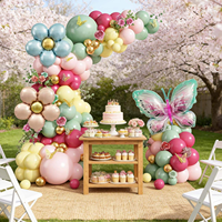 Kits d'arche de guirlande de ballons rétro vert et rose avec papillons pour la décoration de salle de mariage, ballons de fête, fournitures pour baby shower et anniversaire