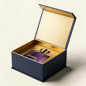 Caja de Regalo de Perfume de Lujo con Logotipo Personalizado, Caja de Embalaje de Fragancia Cosmética de Cartón Rígido con Lámina Dorada Premium, Papel Kraft Ecológico - Product Image 1