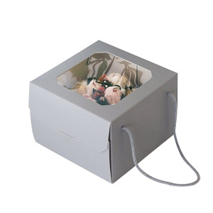 Wholesale Square Cake Paper <b>Box</b> White Beautiful Design Custom Cake <b>Box</b> With Window - Product Image 1