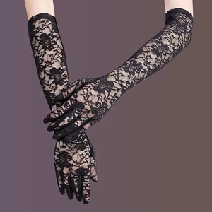 Gants sexy en dentelle creuse pour femmes Summer Drive Cycling Breathable Thin Gloves Lolita Cosplay Soft <span class=keywords><strong>Long</strong></span> Red Fishnet Gloves - Product Image 4