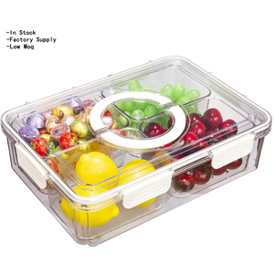 Contenedor de almacenamiento de especias de frutas portátil, caja de almacenamiento de aperitivos, caja de aperitivos, bandeja de servicio dividida transparente, caja de aperitivos con tapa y Asa - Product Image 2