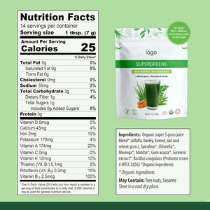 Etiqueta privada 100% Pure Mixed Vegetal Powder Superfood <span class=keywords><strong>Green</strong></span> Mixed Powder Suplemento para adultos y adolescentes - Product Image 2