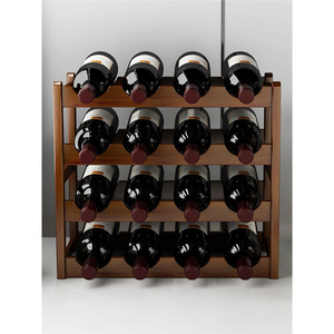 Porte-vin en bois simple, étagère de rangement pour 6 bouteilles, présentoir pour comptoir de bar à domicile, forme rectangulaire, ornement en bois massif - Product Image 2