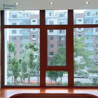 Ventanas Abatibles Francesas de UPVC Modernas y Personalizables con Postigos de Vidrio Único de Estilo Retro y Acabado Efecto Madera para Hogar, Oficina y Hotel