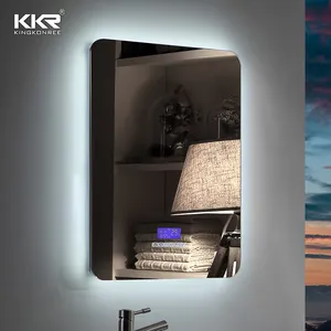 Espejo de baño LED desempañador antiexplosión iluminado con retroiluminación inteligente sin marco de fábrica con atenuador táctil