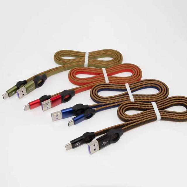 Ferris Wheel Micro USB Type-C Data Cable Fast Charging Flat Nylon Metal Head USB Data Cable for Smart Phone