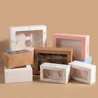 Boîte à cupcakes en papier kraft écologique personnalisée avec fenêtre, boîte à pâtisserie jetable pour biscuits, muffins, desserts, gâteaux, emballage