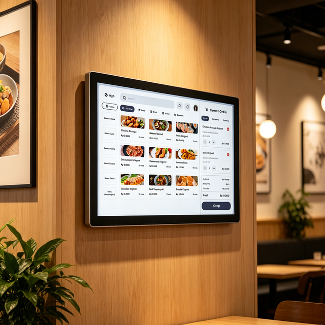 15.6" IP65 Waterproof Android Digital Menu Board for Restaurant Kitchen 10-Point Touch RK3576S Stainless Steel HD-MI/USB/LAN