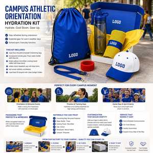Kit de Bienvenida Personalizado para el Campus, Día de San Valentín, Año Nuevo, Bolsa con Cordón con Impresión UV Personalizada, Botella de Agua, Toalla Refrescante, Gorra - Product Image 4