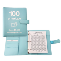 Carnet de notes en cuir PU moderne A5 avec enveloppes d'argent planificateur d'argent pour épargner défi d'argent