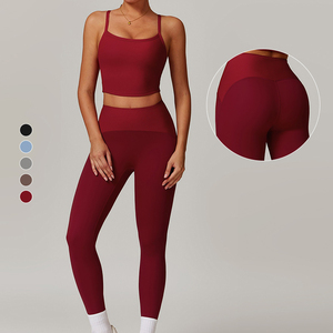 Ensemble <span class=keywords><strong>de</strong></span> yoga 4 pièces pour femme, taille haute, effet push-up, <span class=keywords><strong>tenue</strong></span> <span class=keywords><strong>de</strong></span> <span class=keywords><strong>sport</strong></span> <span class=keywords><strong>moulante</strong></span> couleur chair, respirante, à carreaux, avec taille élastique et bouton, pour activités <span class=keywords><strong>de</strong></span> plein air - Product Image 6