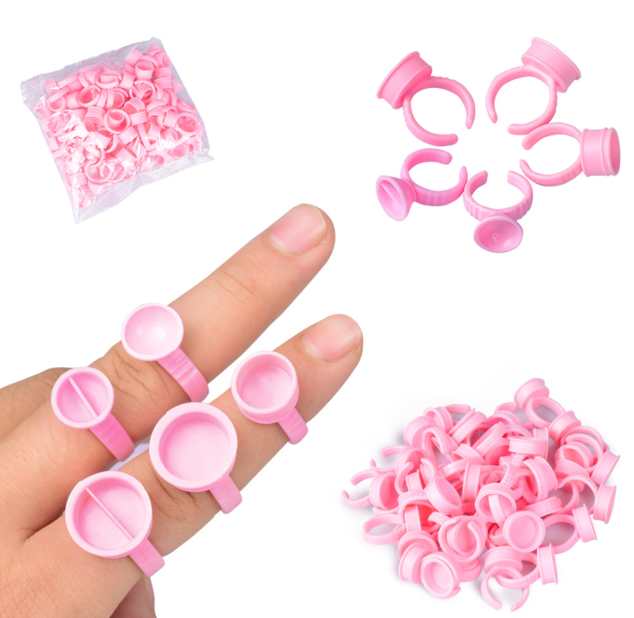 Wholesale Pink Ring Cup Stand for Tattoo Pigment Container Ink Pallet Disposable Eyelashes Extension Glue Holder Adhesive Cup