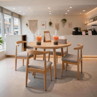 Combinaison table et chaises en bois pour la restauration commerciale, 1 table + 4 chaises, différentes tailles et couleurs pour restaurants, snack-bars