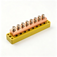 Barre omnibus de mise à la terre en cuivre étamé PE, 10 trous, 150A, 3x25mm, base isolée, bloc de distribution d'alimentation, connexion par boulons, usage industriel