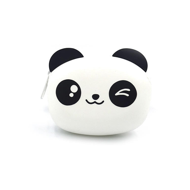 Cute Waterproof Cartoon Panda Mini Silicone Wallet Coin Purse with Customized Color for Kids Ages 7-12