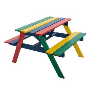 Mesa de madera para niños, muebles de exterior, Banco de jardín, mesa y sillas