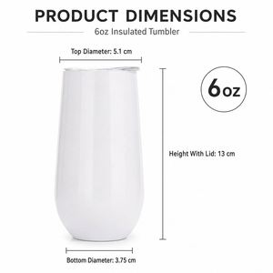Gobelets à cocktail réutilisables incassables de 6 oz avec logo personnalisé, cadeau de mariage, flûte à vin sans pied à double isolation avec couvercle - Product Image 3