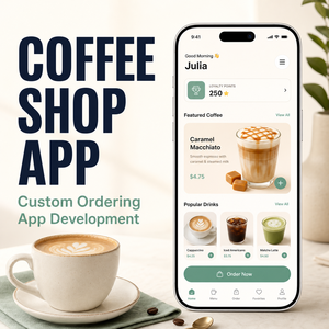 Développement d'une application de commande personnalisée pour café et boutique de café, compatible iOS et Android, avec affichage du menu, paiement en ligne et système de carte de fidélité - Product Image 1