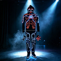 Costume de danse lumineux, tenue néon brillante, spectacle de DJ, carnaval, rave, fête musicale, Halloween, cosplay adulte, costume lumineux intégral
