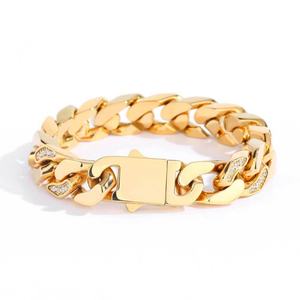 Iced Out Cuban Link Bracelet Stainless Steel Waterproof Custom Hip Hop Jewelry for <b>Men</b> Gold Silver Color Durable Fashion Jewelry - Product Image 6
