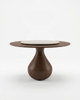 Table à manger ronde moderne en bois de frêne massif avec plateau tournant Lazy Susan en pierre frittée, durable, pour 6 personnes, mobilier de salle à manger