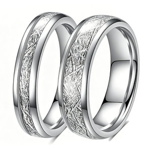 Stainless Steel <b>Ring</b> 4.6mm Wide Frosted Meteorite Pattern Unisex Wedding Band Jewelry - Product Image 1