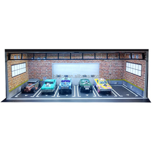 Diorama 1/64 en plastique pour garage de voitures, avec éclairage LED, vitrine de présentation, scène de mini parking pour modèles réduits de voitures, jouet de collection. - Product Image 1