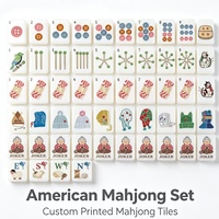 Set Mahjong Amerika Grosir Pabrik, Ubin Mahjong Tema Rajutan Akrilik Solid untuk Permainan Mahjong Perjalanan