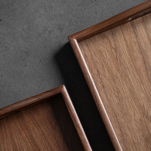 Plateau rectangulaire en bois de noyer You Ran avec poignée pour servir le thé - Product Image 4