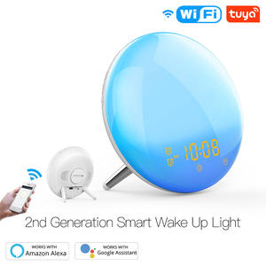 Réveil intelligent avec lampe WiFi, 7 couleurs, simulation de lever et de coucher du soleil, contrôle par application Tuya, compatible avec Alexa et <span class=keywords><strong>Google</strong></span> Home, veilleuse - Product Image 1