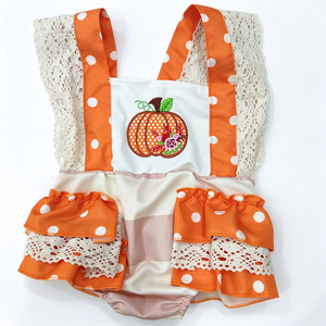 OEM ODM Combinaison bébé en soie de lait imprimée à volants, barboteuse sans manches pour fillettes, tenue une pièce - Product Image 4